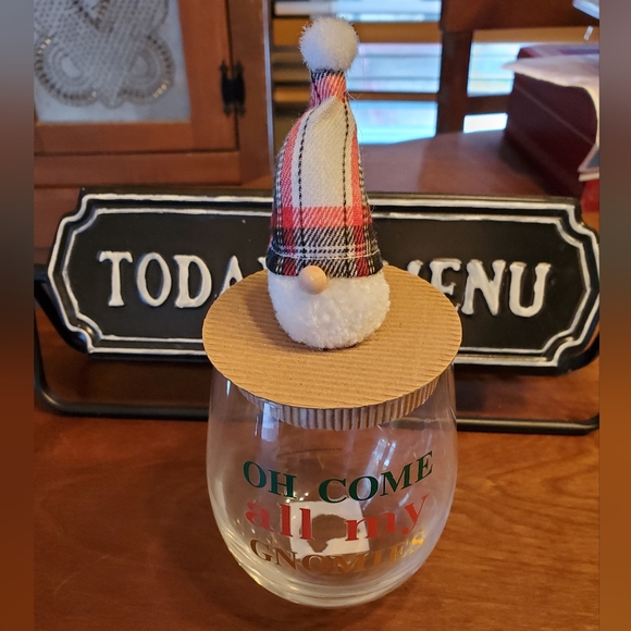 Mud Pie OH Come Gnome Christmas Wine Glass Set 3 - Picture 3 of 8